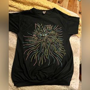 Vintage 80’s Nancy Scott RARE Glittery Retro Cat Large Shirt Top Size 38 L